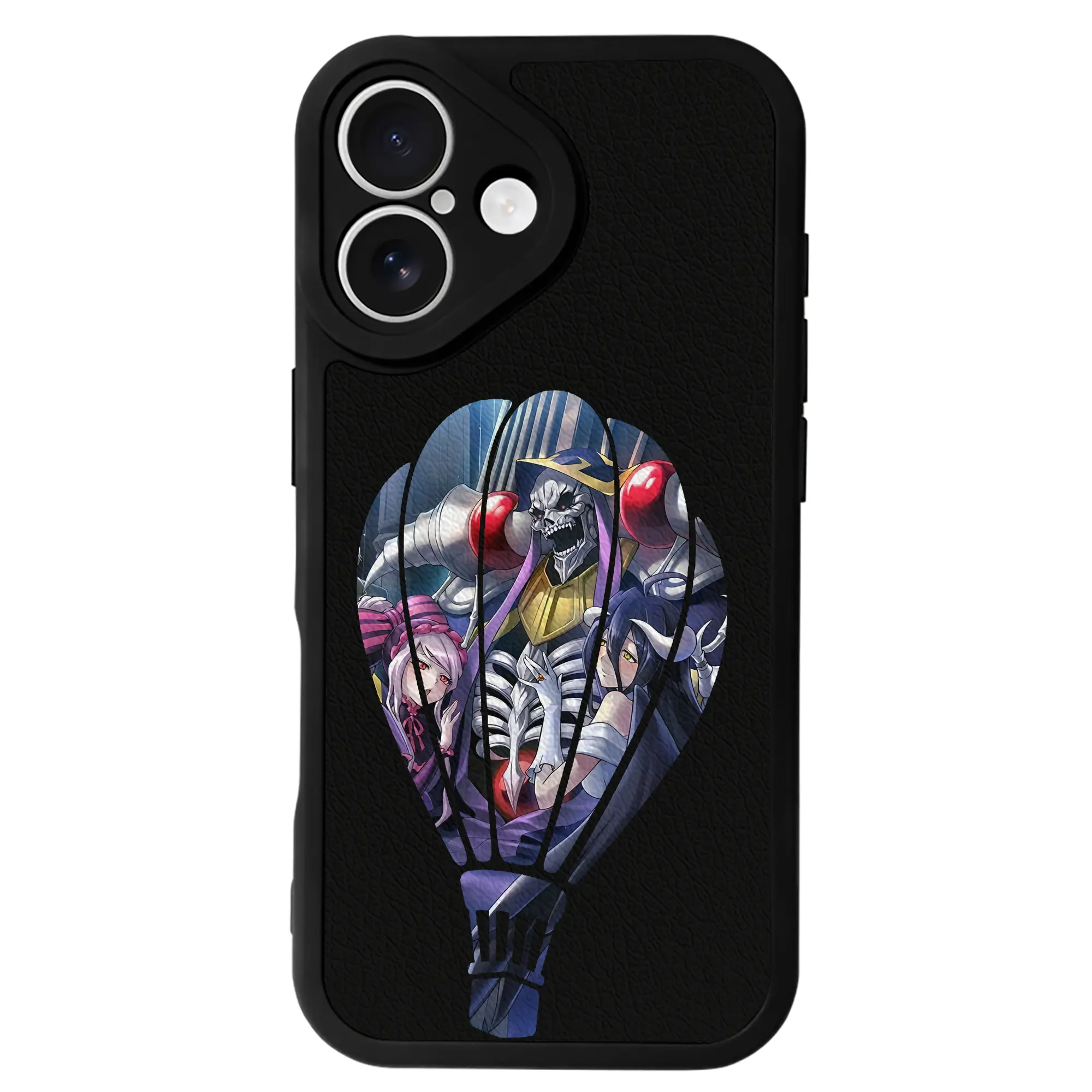 オーバーロード グッズ アインズ・ウール・ゴウン - IPhone 16シリーズ対応 ・ シリコンスマホケース ・ レザー調 ・ 高精度フィット ・ 耐衝撃 ・ ワイヤレス充電対応 ・ 精密カット